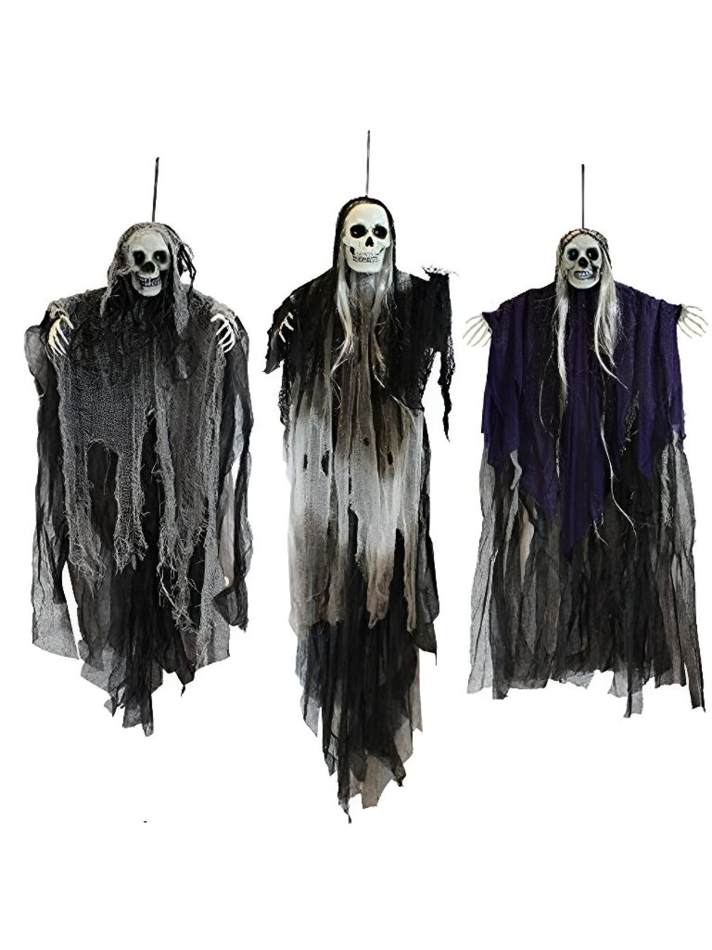 3 Pack Hanging Halloween Skeleton Ghosts Decorations, Grim Reapers for